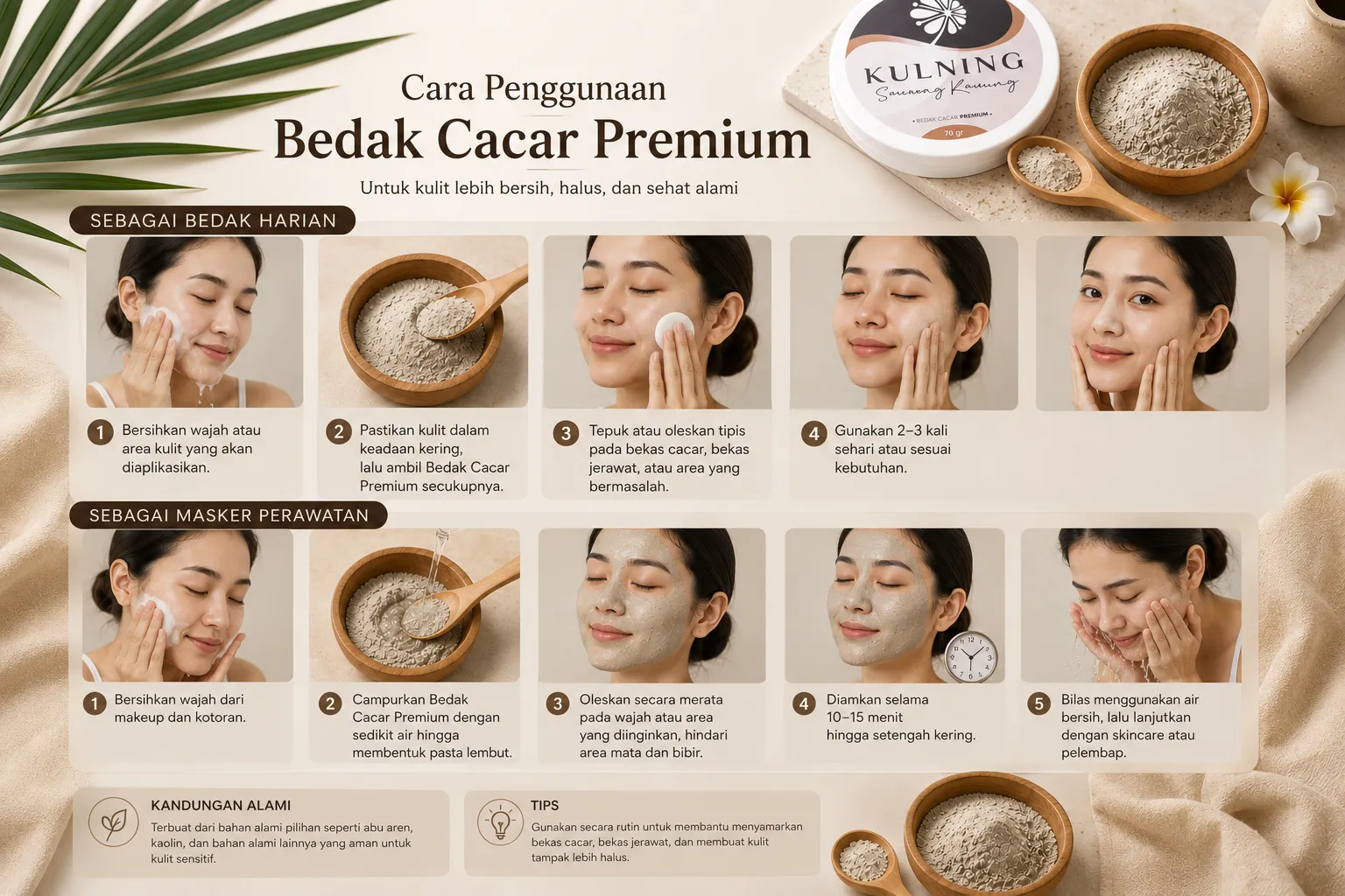 Cara Penggunaan Bedak Cacar Premium Kulning untuk Sehari-hari